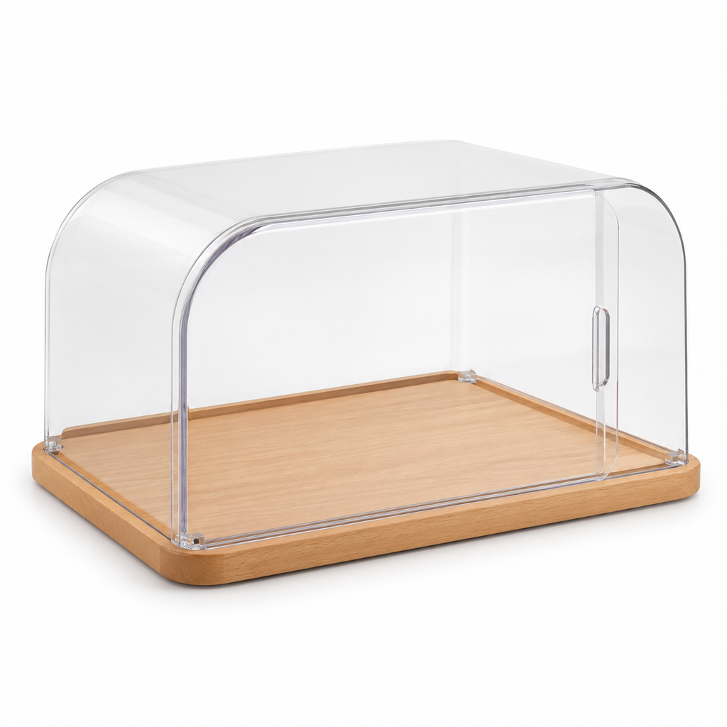 Cloche de présentation avec ouverture latérale coulissante