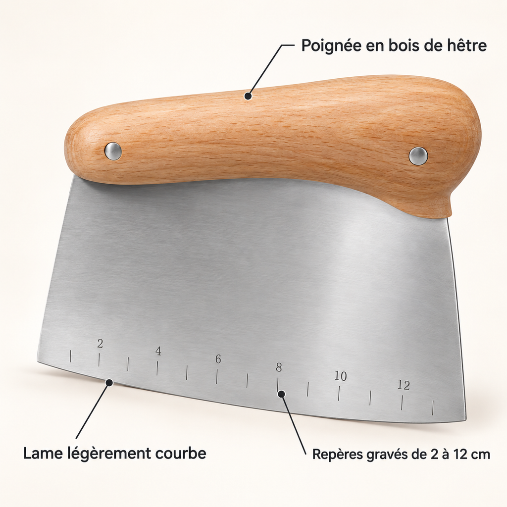 Raclette de préparation à lame courbe avec repères