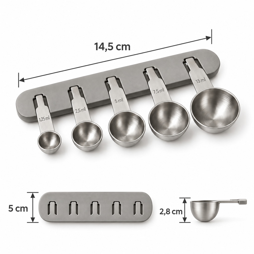 Cuillères de mesure sur glissière plate – Lot de 5