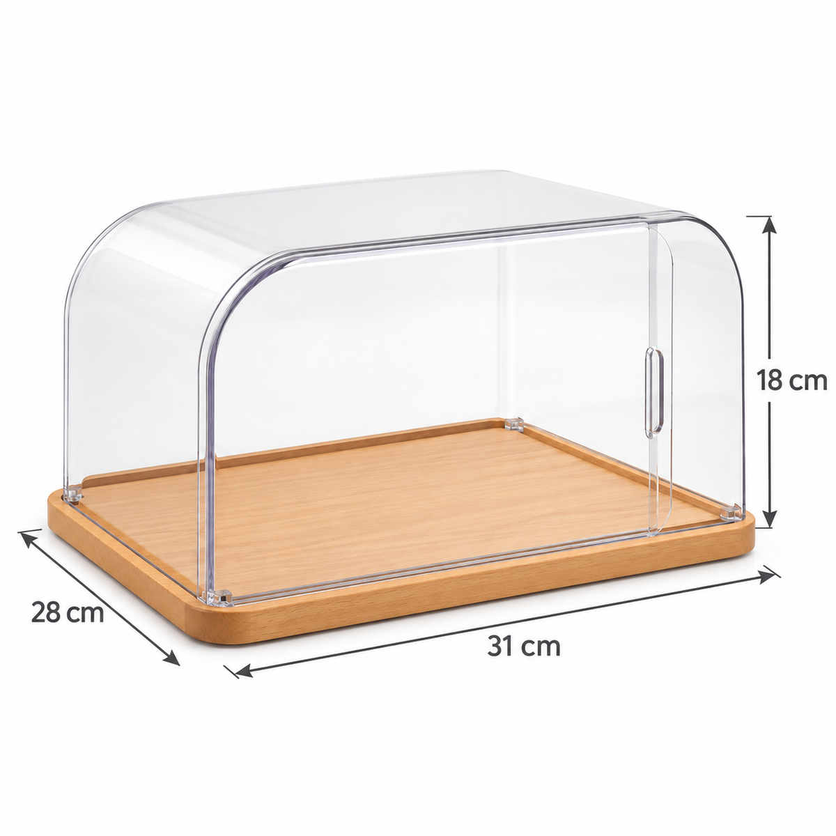 Cloche de présentation avec ouverture latérale coulissante
