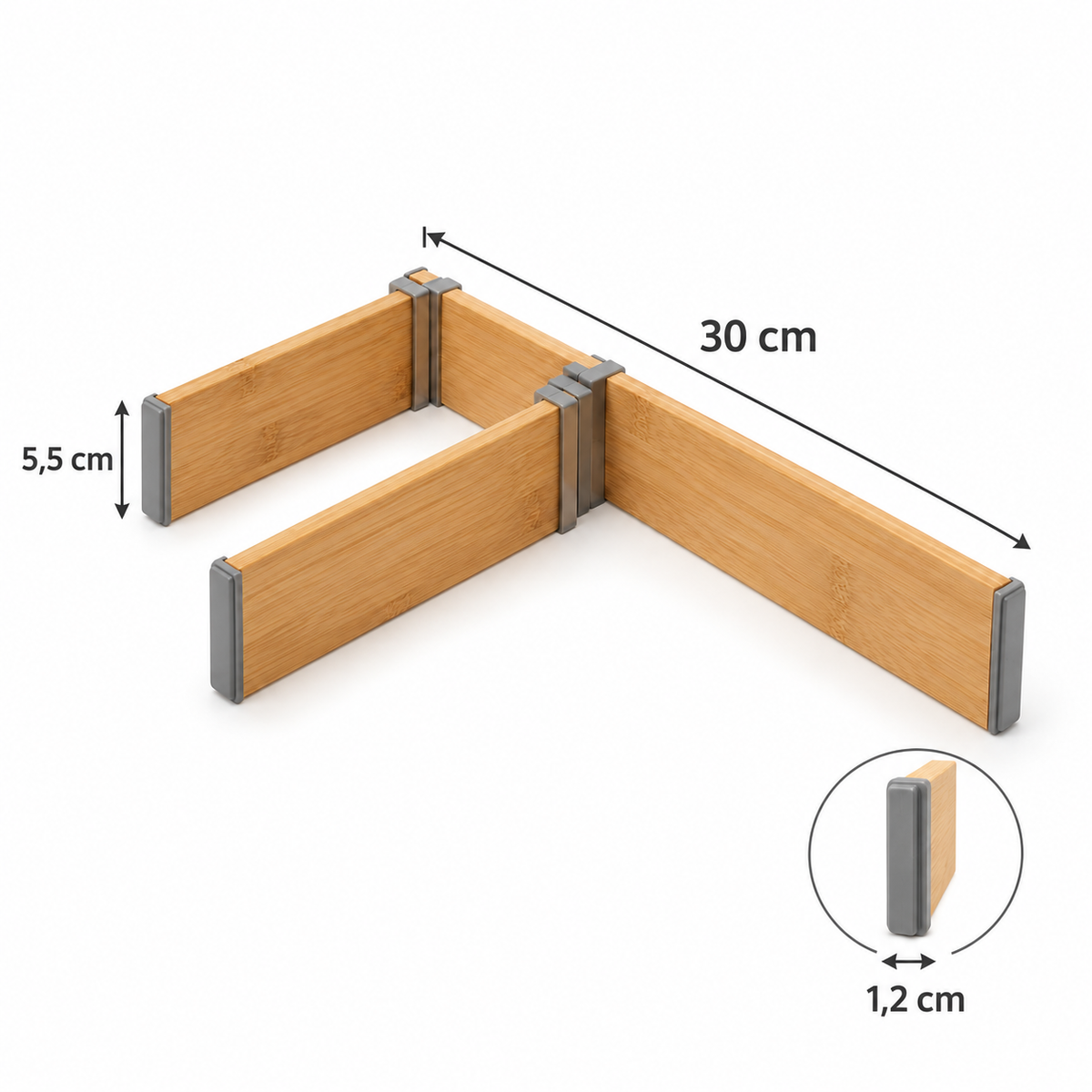 Séparateurs de tiroir modulables en angles – Lot de 4