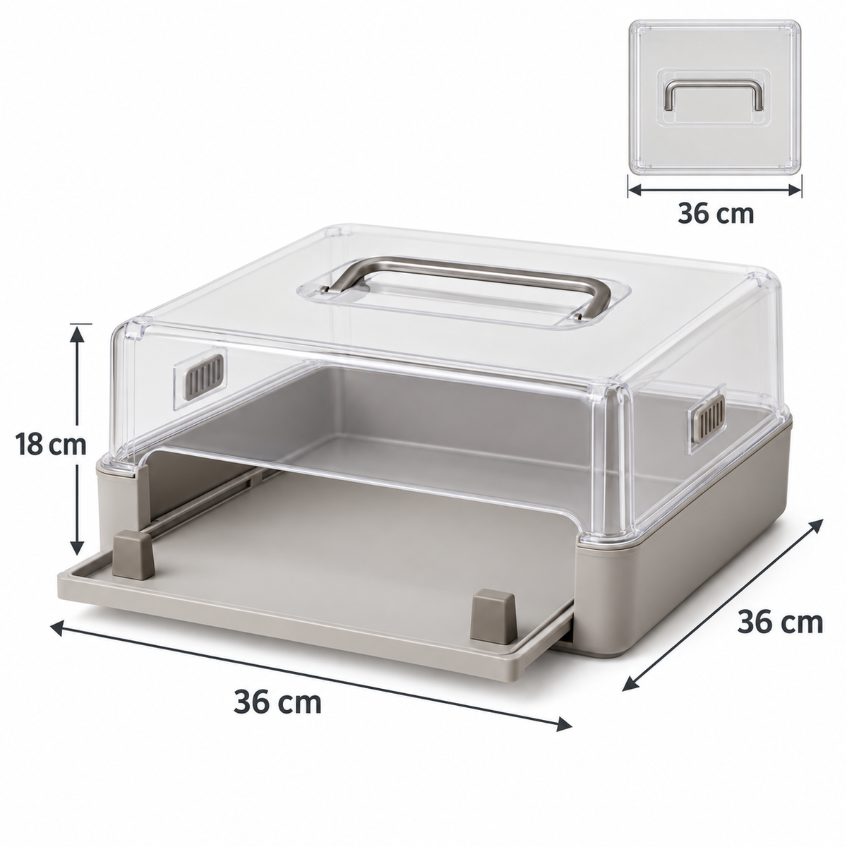 Boîte de transport pour pâtisserie avec plateau coulissant